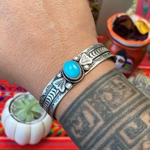 Sterling stamped Turquoise Cuff